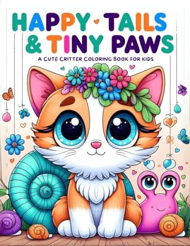 Happy Tails & Tiny Paws: A Cute Critter Coloring Book for Kids by Polly Holloway
