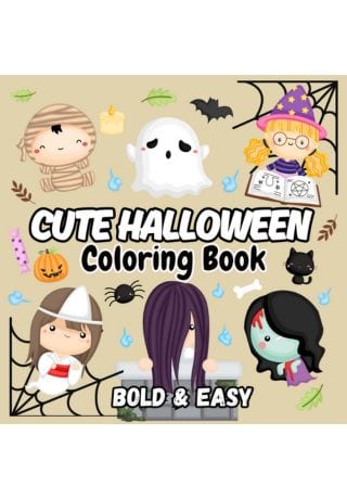 Cute Halloween Coloring Book: Simple Spooky Halloween Designs for Stress Relief and Relaxation. Perfect for Kids, Teens, and Adults. (Bold & Easy Coloring Book) by Luna Vee