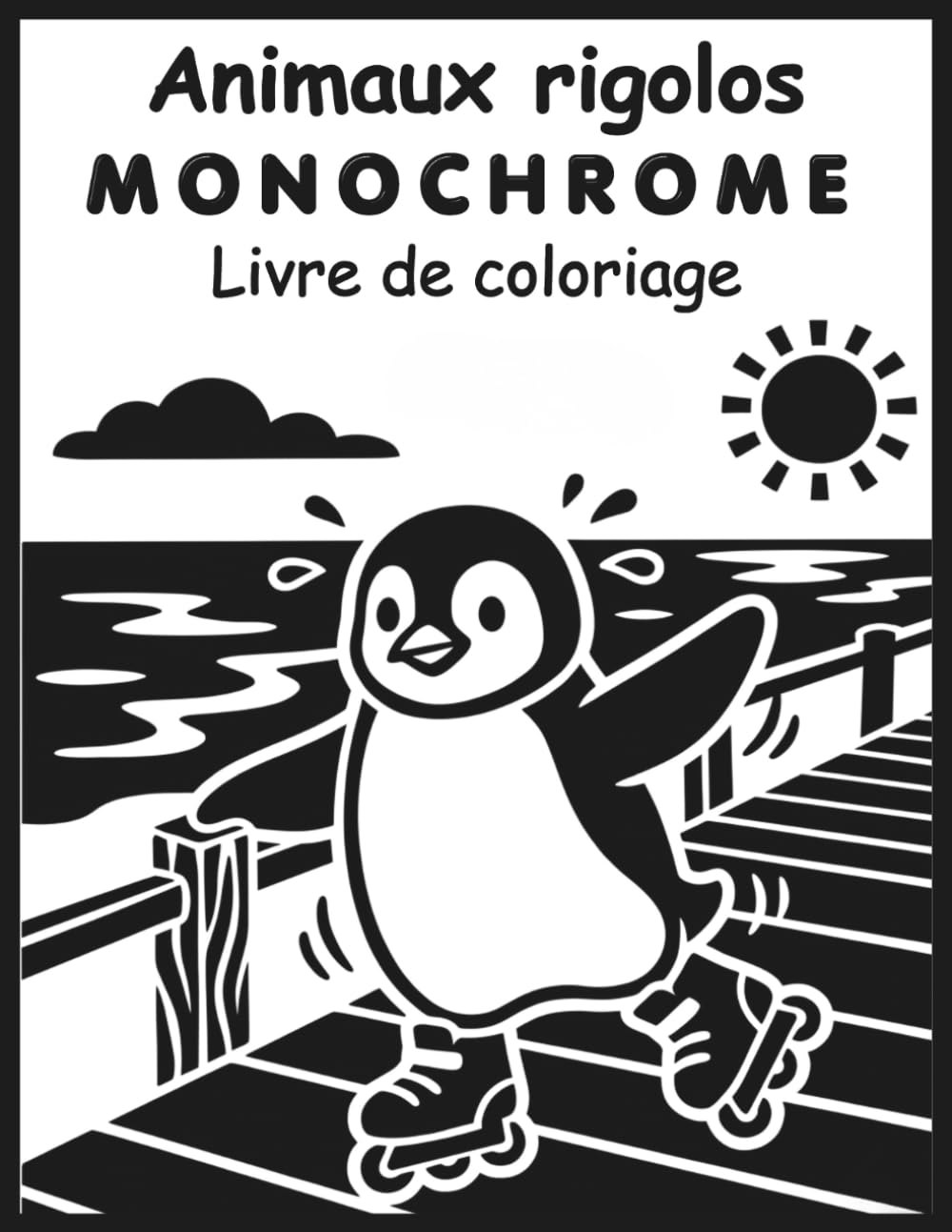 Animaux Rigolos: Livre de Coloriage Monochrome: Pages de coloriage de dessins animés simples et audacieux pour adultes et seniors, motifs mignons et ... stress avec un seul feutre (French Edition) by Awa Yaki