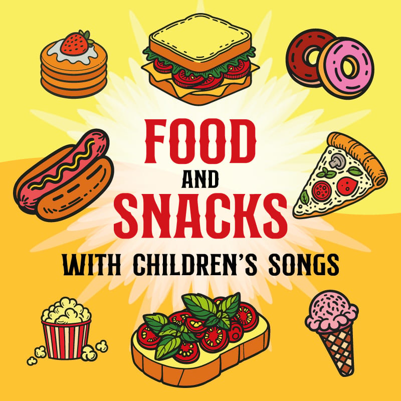 Food and Snacks Coloring Book for Kids & Adults: 45 Bold and Easy Designs with Catchy Children's Songs by Ondras Books