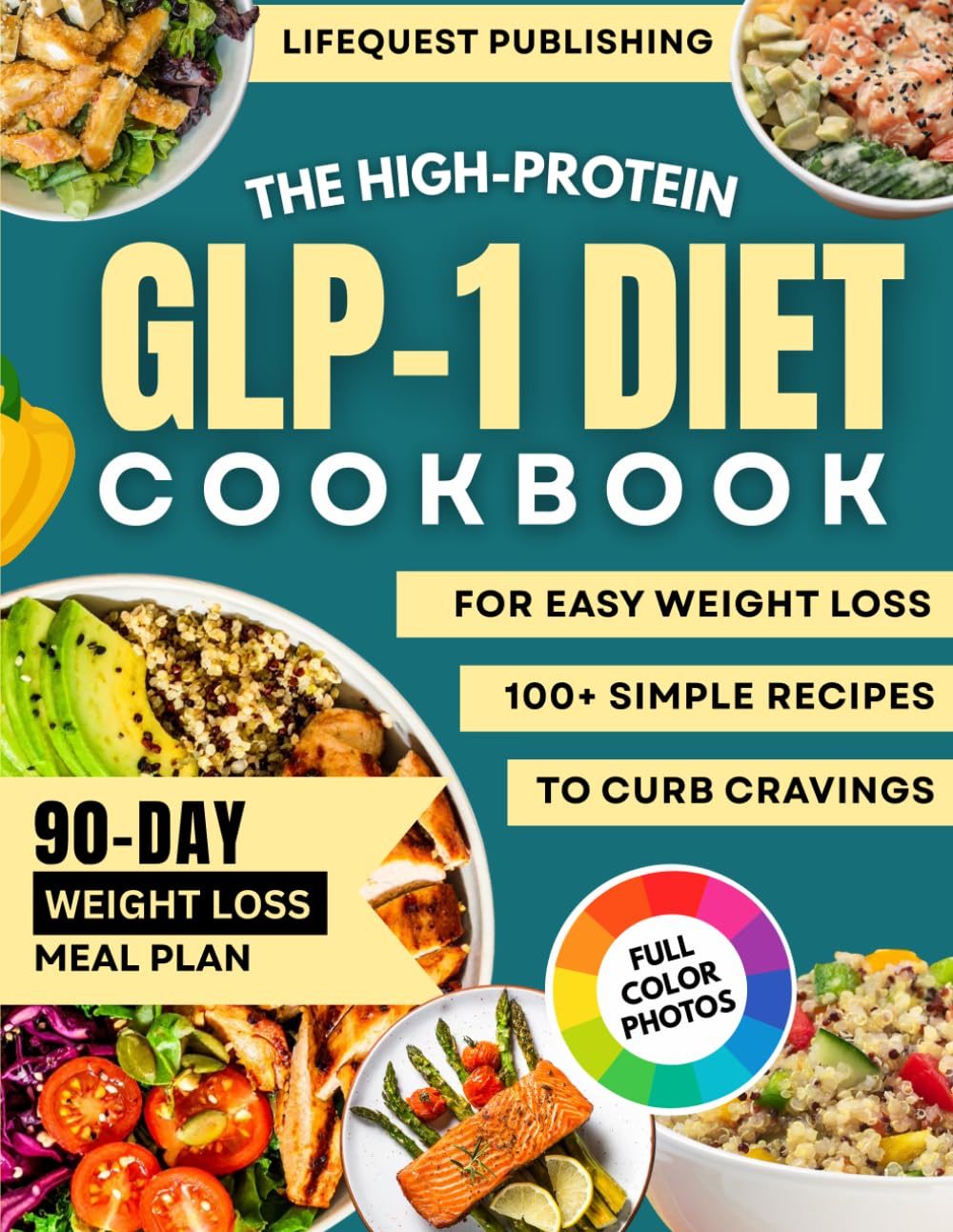The GLP-1 High-Protein Cookbook for Easy Weight Loss: Simple, Delicious Meals that Curb Cravings, Boost Energy, and Build Healthy Habits — Includes a 90-Day Meal Plan with Weekly Grocery Lists by LifeQuest Publishing
