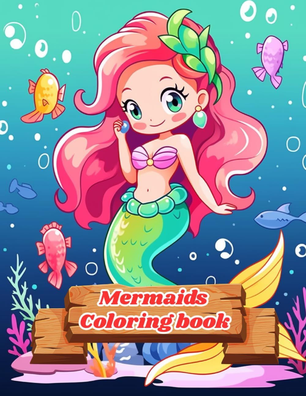 Mermaids Coloring Book with Marine life Ocean Animals and flora by Tiny Tail Books