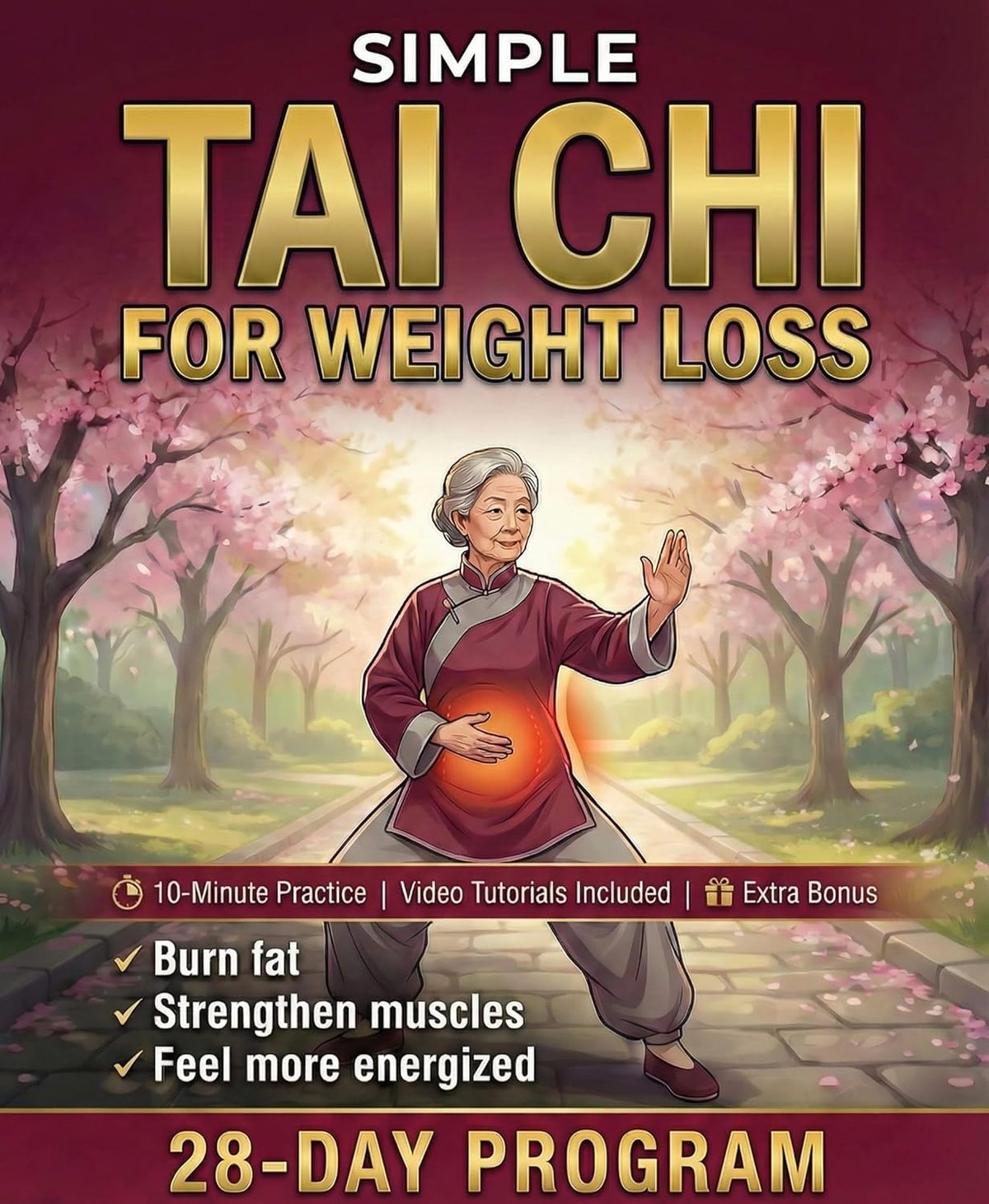 Simple Tai Chi for Weight Loss: 28-Day Program to Reshape Your Body, Build Strength and Feel Energized | Easy 10-Minute Daily Routine & Low-Impact Exercise ... (Tai Chi, Made Easy and Gentle. Book 3) by Maya M. Kan