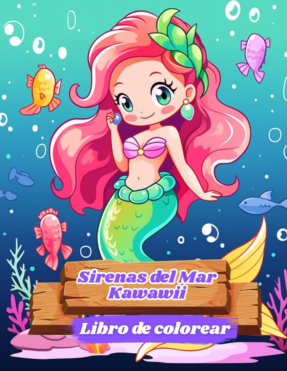 Libro para Colorear Sirenas y Vida Marina: Animales y Flora del Océano para Niños y Niñas: Kawaii Sirenas (Spanish Edition) by Tiny Tails Books