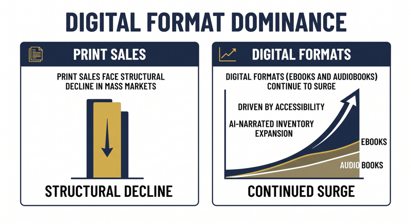 Infographic: print sales in structural decline while ebooks and audiobooks keep surging