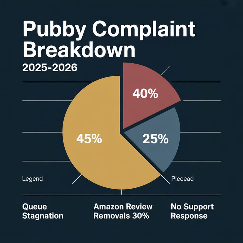 Pubby Complaint Breakdown 2025-2026: Queue Stagnation 45%, Amazon Review Removals 30%, No Support Response 25%