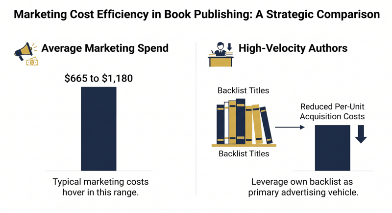 Infographic: typical book marketing spend of $665 to $1,180 per title
